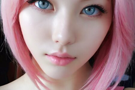AI girl with pink hair wallpaper