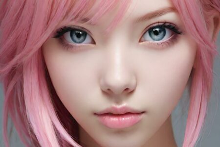 AI girl with pink hair wallpaper