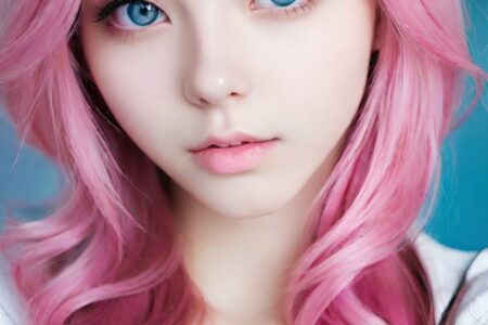 AI girl with pink hair wallpaper