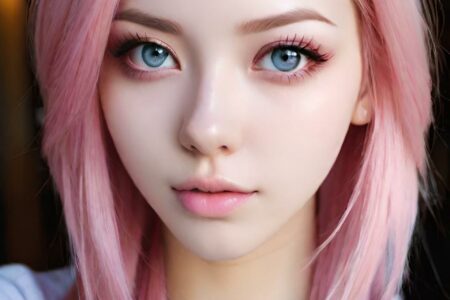 AI girl with pink hair wallpaper