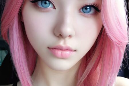 AI girl with pink hair wallpaper