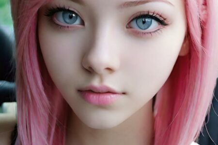 AI girl with pink hair wallpaper