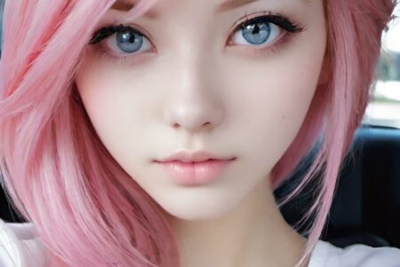 AI girl with pink hair wallpaper