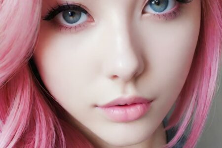 AI girl with pink hair wallpaper