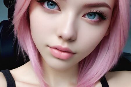 AI girl with pink hair wallpaper