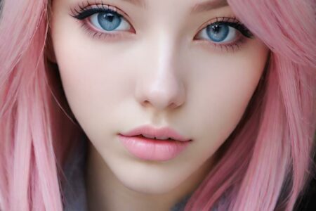 AI girl with pink hair wallpaper