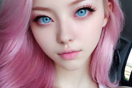 AI girl with pink hair wallpaper