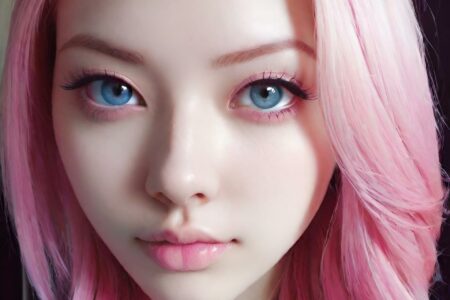 AI girl with pink hair wallpaper