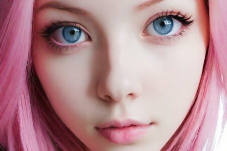 AI girl with pink hair wallpaper