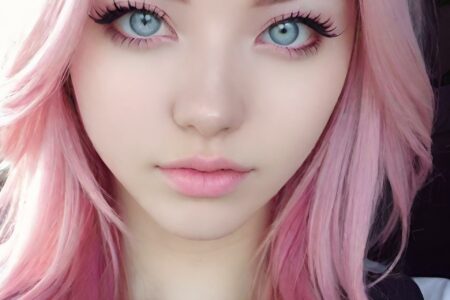 AI girl with pink hair wallpaper