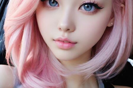 AI girl with pink hair wallpaper