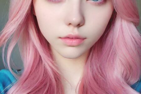 AI girl with pink hair wallpaper