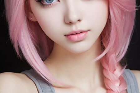 AI girl with pink hair wallpaper