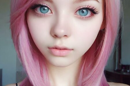 AI girl with pink hair wallpaper
