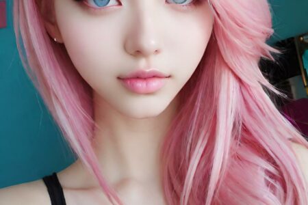 AI girl with pink hair wallpaper
