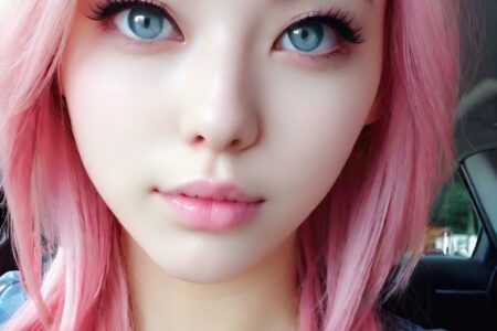 AI girl with pink hair wallpaper