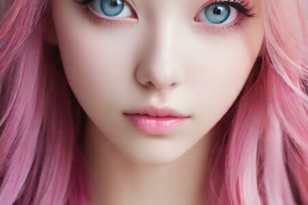 AI girl with pink hair wallpaper
