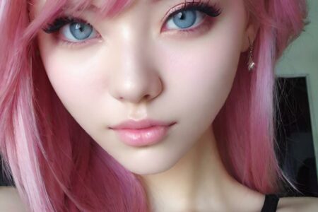 AI girl with pink hair wallpaper