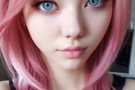 AI girl with pink hair wallpaper