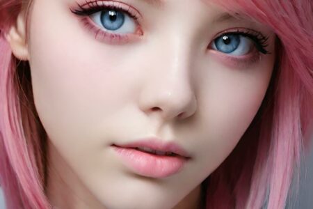 AI girl with pink hair wallpaper