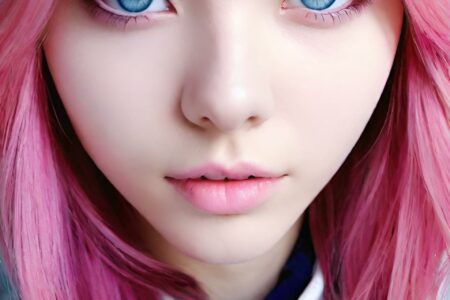 AI girl with pink hair wallpaper