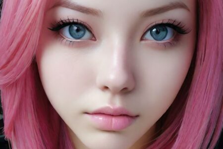 AI girl with pink hair wallpaper