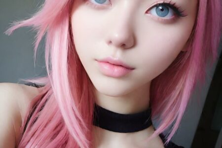 AI girl with pink hair wallpaper