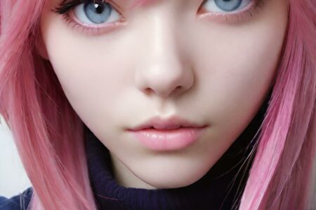 AI girl with pink hair wallpaper