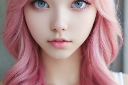 AI girl with pink hair wallpaper