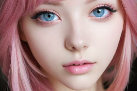 AI girl with pink hair wallpaper