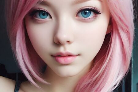 AI girl with pink hair wallpaper