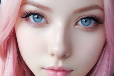 AI girl with pink hair wallpaper