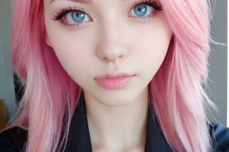 AI girl with pink hair wallpaper