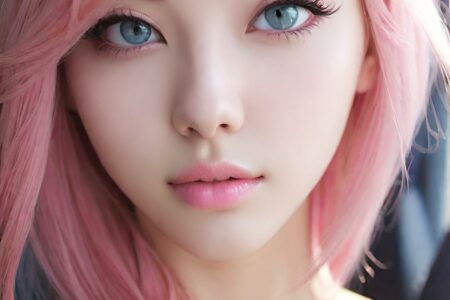 AI girl with pink hair wallpaper