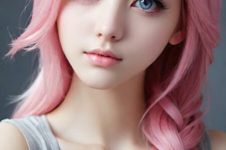 AI girl with pink hair wallpaper