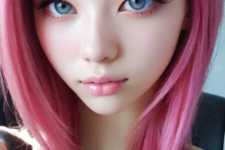 AI girl with pink hair wallpaper