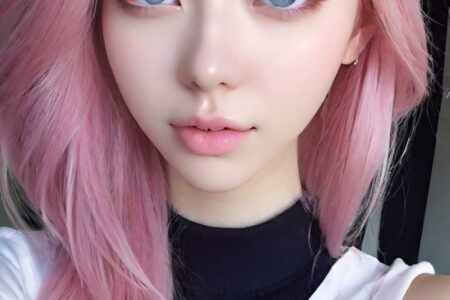 AI girl with pink hair wallpaper