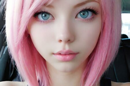 AI girl with pink hair wallpaper