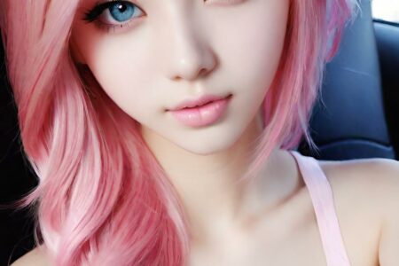 AI girl with pink hair wallpaper