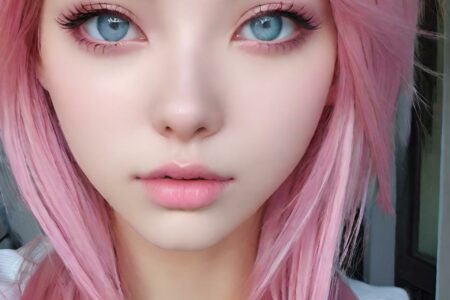 AI girl with pink hair wallpaper