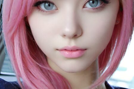 AI girl with pink hair wallpaper