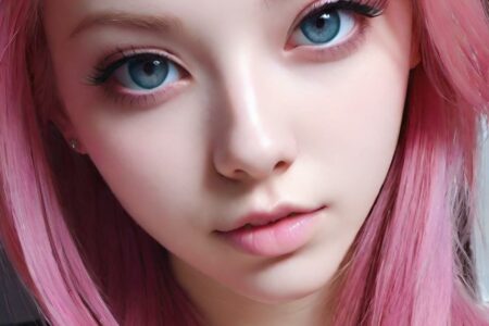 AI girl with pink hair wallpaper