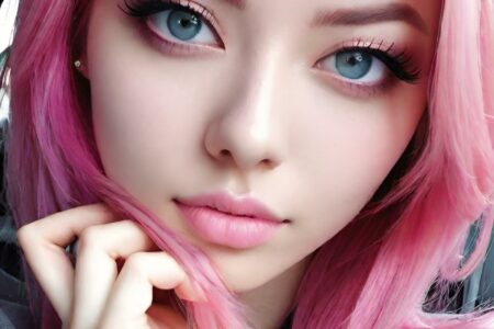 AI girl with pink hair wallpaper