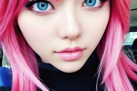 AI girl with pink hair wallpaper