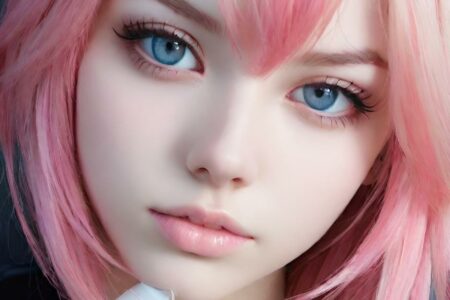 AI girl with pink hair wallpaper