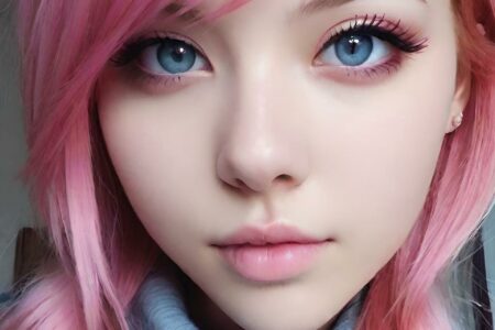 AI girl with pink hair wallpaper