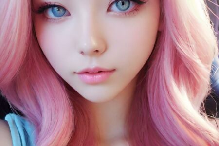 AI girl with pink hair wallpaper