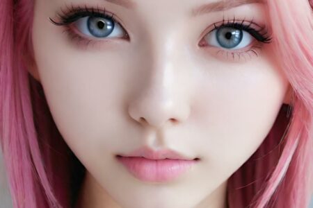 AI girl with pink hair wallpaper