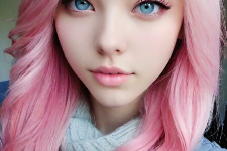 AI girl with pink hair wallpaper