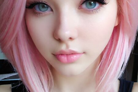 AI girl with pink hair wallpaper